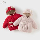 Girls Thick Plush Down Jacket – Warm Waterproof Coat